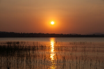 Sunset on the  Lake at Nagar Hole, Orange County, Kerala, Southern India