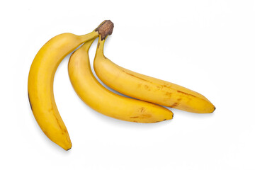 Bananas isolated on white background. Ripe fresh bananas. Bunch of yellow bananas isolated on white. Exotic, tropical fruits.