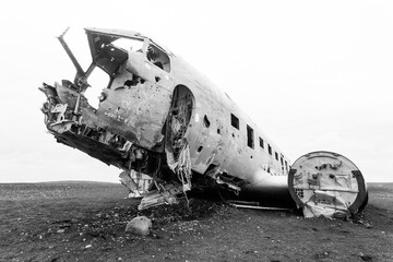 Solheimasandur plane wreck view. South Iceland landmark