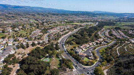 Daytime aerial view of the city of Coto de Caza, California, USA.