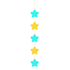 A garland of yellow and blue stars. Thread with ornaments. A holiday attribute. Vector