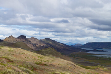 Seltun area aerial landscape, south Iceland panorama.