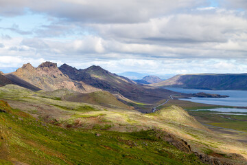 Seltun area aerial landscape, south Iceland panorama.