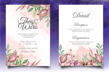 Watercolor Bloom Flowers Wedding Card Set