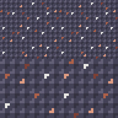 Abstract seamless vector pattern for fashion, interior design and wallpaper. Modern playful geometric pattern with tiled big and small polygons in purple, orange and off-white.