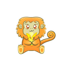 Cute Golden Lion Tamarin eating banana
