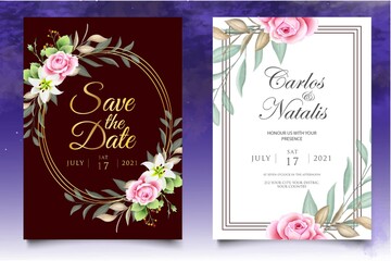 Watercolor Bloom Roses Wedding Card Set