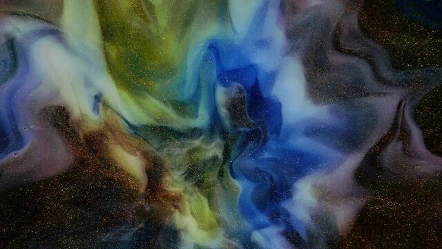 Art of resin. Northern Lights, constricting spaces. Blue, white, black background.
