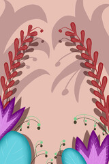 Pattern with leaves. Original design for postcards. Leaf illustration.