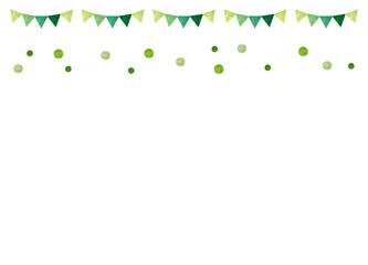緑と黄緑のガーランド　文字入れ　水彩ベクターイラスト

