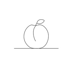 Line illustration of a peach. Peach design for print or pattern.