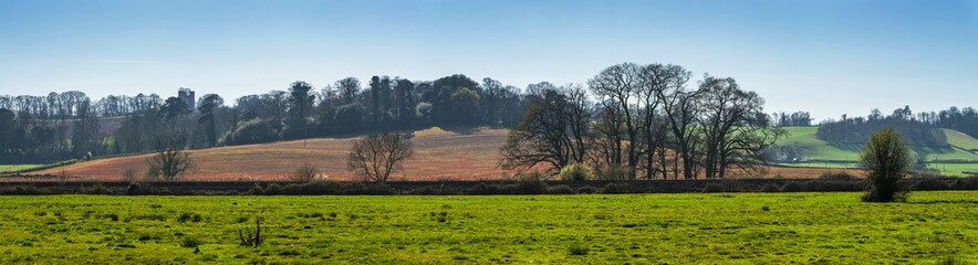 Fototapeta na wymiar Fields and Meadows over English Village, Devon, England, Europe