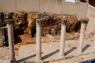 Jerusalem: Roman Columns in the Cardo of old Jerusalem