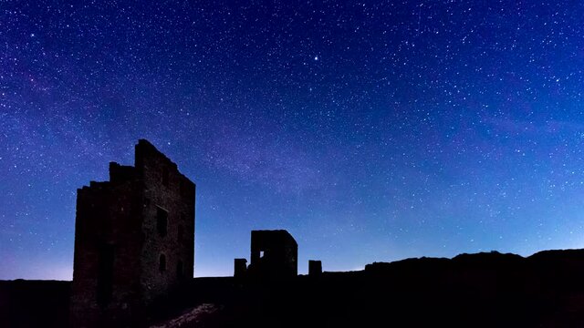 Milky Way over Wheal Coates Tin Mine, St Agnes, Cornwall, England, Europe