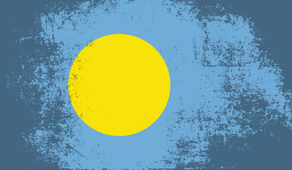 Flag of Palau with the effect of crumpled paper and grunge