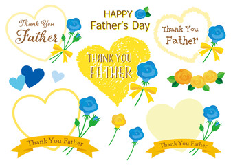 父の日 ハート バラ リボン タイトル フレーム セット04