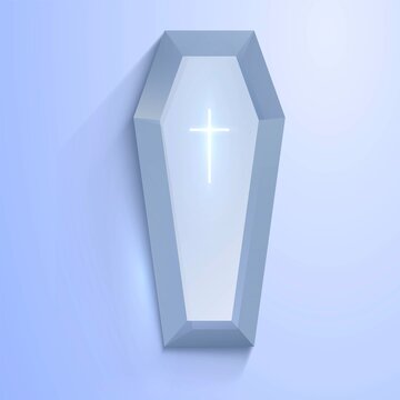 Glass Coffin With Cross, Death And Afterlife Concept