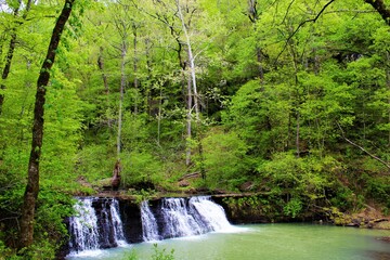 Beautiful mountain waterfall in the Ozarks. 