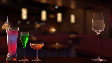 カクテル ビール ラウンジ バー Glasses Cocktail Beer Night Lounge Bar
