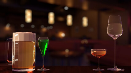 カクテル ビール ラウンジ バー Glasses Cocktail Beer Night Lounge Bar