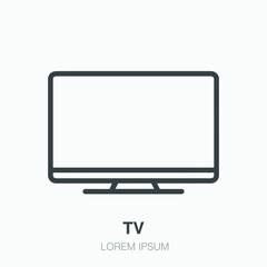 Television flat line icon. empty inside design