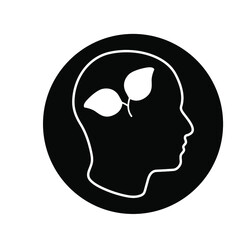 Head, eco thinking icon. Vector illustration, flat design on white background color editable