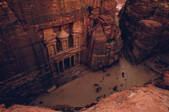 Al Khazneh, aka The Treasury, at Petra, jordan. unesco world heritage site. seven wonders.
