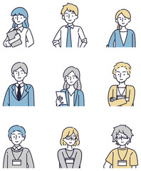 笑顔の会社員男女セット　シンプルイラスト