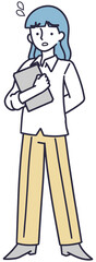 困り顔の会社員女性　シンプルイラスト