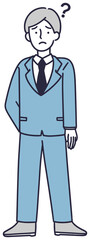 困り顔の会社員男性　シンプルイラスト