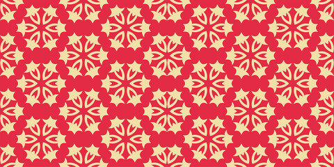 Bright background pattern with floral ornament on a red background, wallpaper. Seamless pattern, texture. Vector image