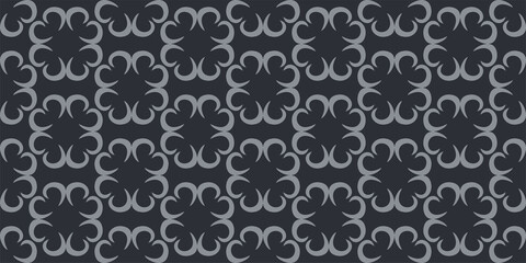 Dark background pattern with simple decorative ornamentation on a black background. Seamless pattern, texture. Vector image
