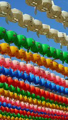 Daegu , Korea-April-20-2021 Lotus lanterns hung in Korean temples to celebrate Buddha's birthday