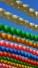 Daegu , Korea-April-20-2021 Lotus lanterns hung in Korean temples to celebrate Buddha's birthday