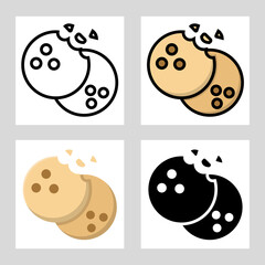 cookie icon vector design in filled, thin line, outline and flat style.