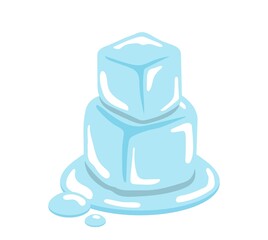 Comic cartoon illustration vector of ice cubes, cold transparent freeze melting