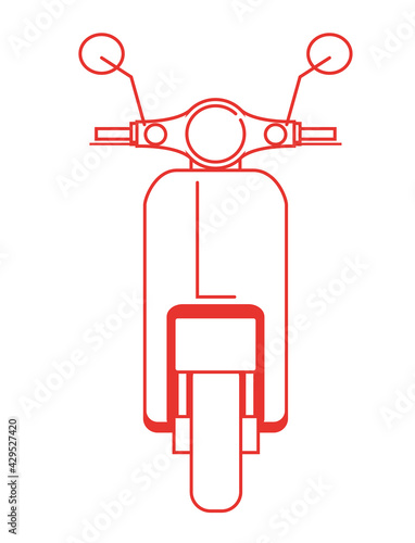 正面バイク原付きスクーターの線画イラスト アイコン Wall Mural Globeds 正面バイク原付きスクーターの線画イラスト アイコン Wall Mural Globeds