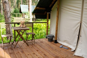 glamping terrace in the forest
