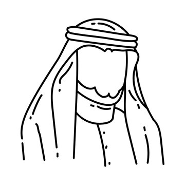 Muslim Man Icon. Doodle Hand Drawn or Outline Icon Style