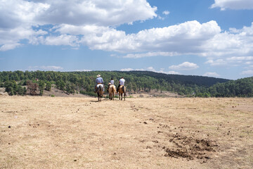 Las personas están paseando en caballo por las piedras de Tapalpa Jalisco. © jesuschurion57