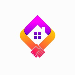 Home logo with handshake concept