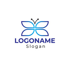 butterfly line art logo design