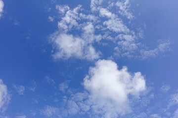 Beautiful white clouds on blue sky background.