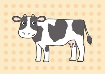 水玉バックとウシ