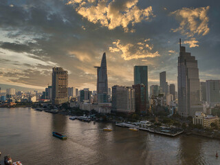 Fototapeta premium Amazing sunset in Saigon - the most biggest and busiest city in Vietnam