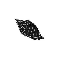 Seashell Silhouette in a Trendy Minimal Style. Vector Illustration of a Shell for Logo, Website, T-Shirt Print