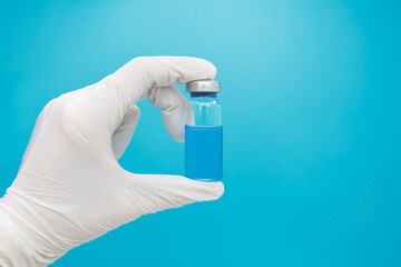 Syringe and vaccine via. Medicine vials and syringe. Treatment for coronavirus, covid-19. Medical...