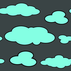 Blue clouds on a gray background, texture for design, seamless pattern, vector illustration