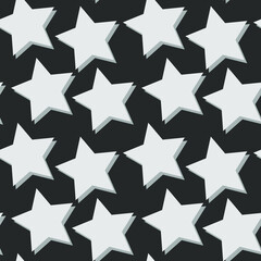 Stars with shadow on a gray background, texture for design, seamless pattern, vector illustration