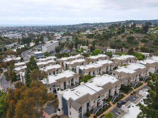 Aerial view of middle class townhouse and residential condos in San Diego, California, USA.